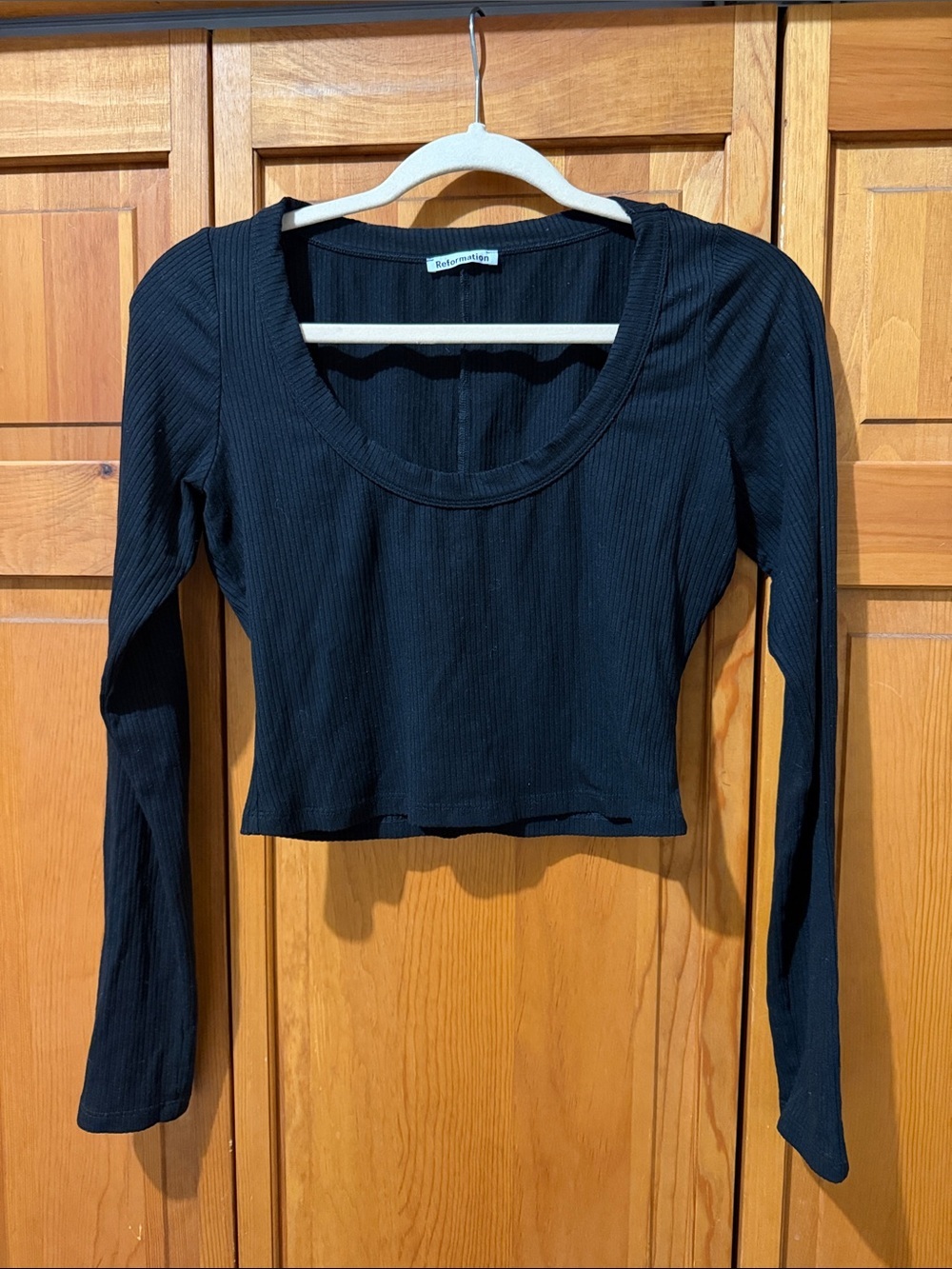 Reformation Paige Knit Long Sleeve Ribbed Crop Top - Picture 2 of 5